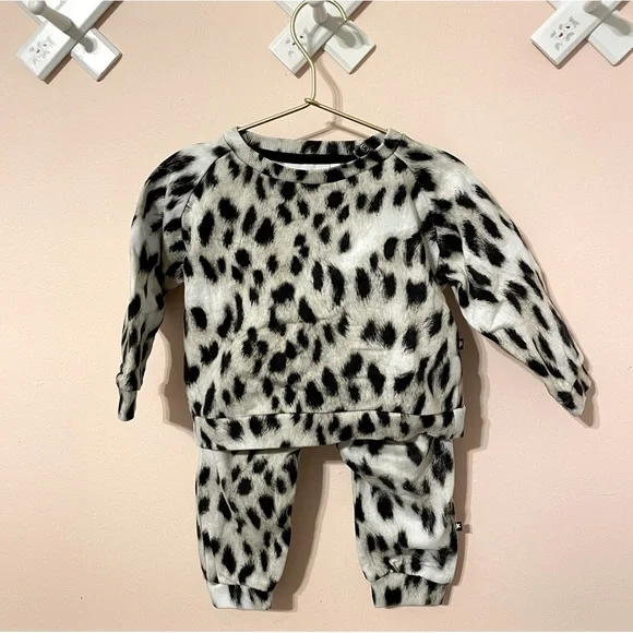 MOLO Sweatshirt & Sweatpants Sweat suit Snow Leopard Size 12 months 80cm - Picture 1 of 6
